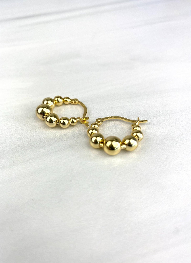 Bubble Hoop Earrings Sterling Silver 14K Gold Plated Joel Handmade Elegant Dainty