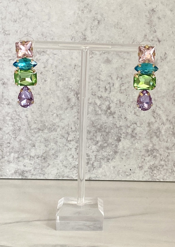 Sparkly Multicolor Glass Drop Earrings
