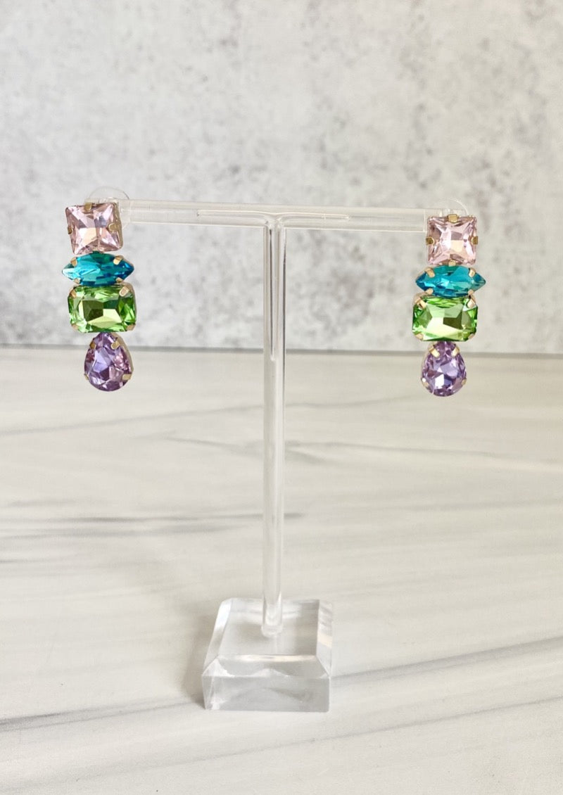 Sparkly Multicolor Glass Drop Earrings