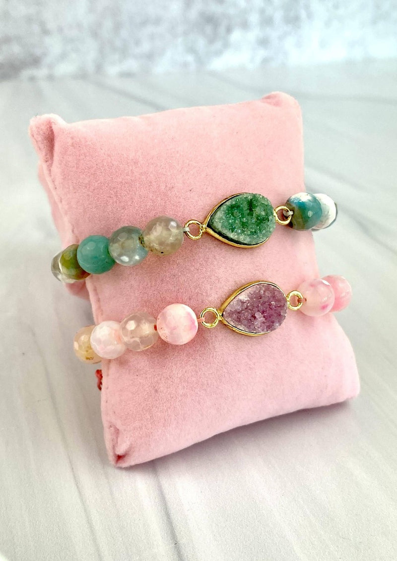 "Candy Collection" Pink Faceted Agate Gemstone with simulated Druzy Motif Joel Handmade