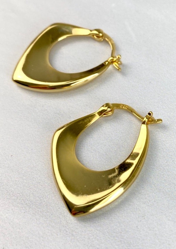 "Kite" Sterling Silver 925 and 14K yellow Gold platted, Geometric Earrings Minimalist Sculptural Joel handmade